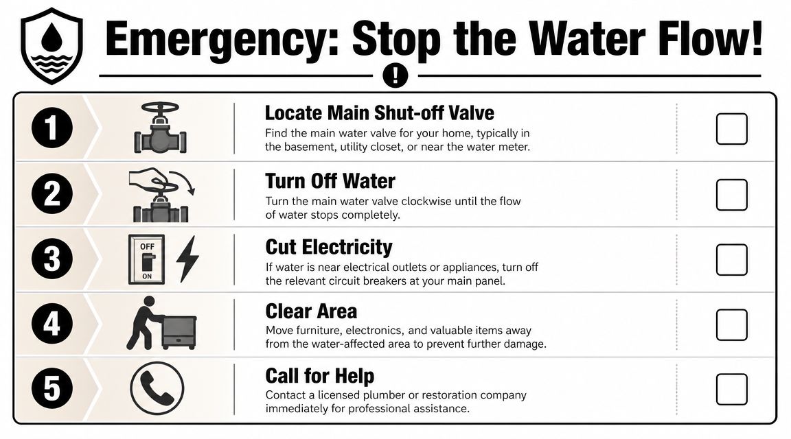 Stop the Water and Secure the Area Safely