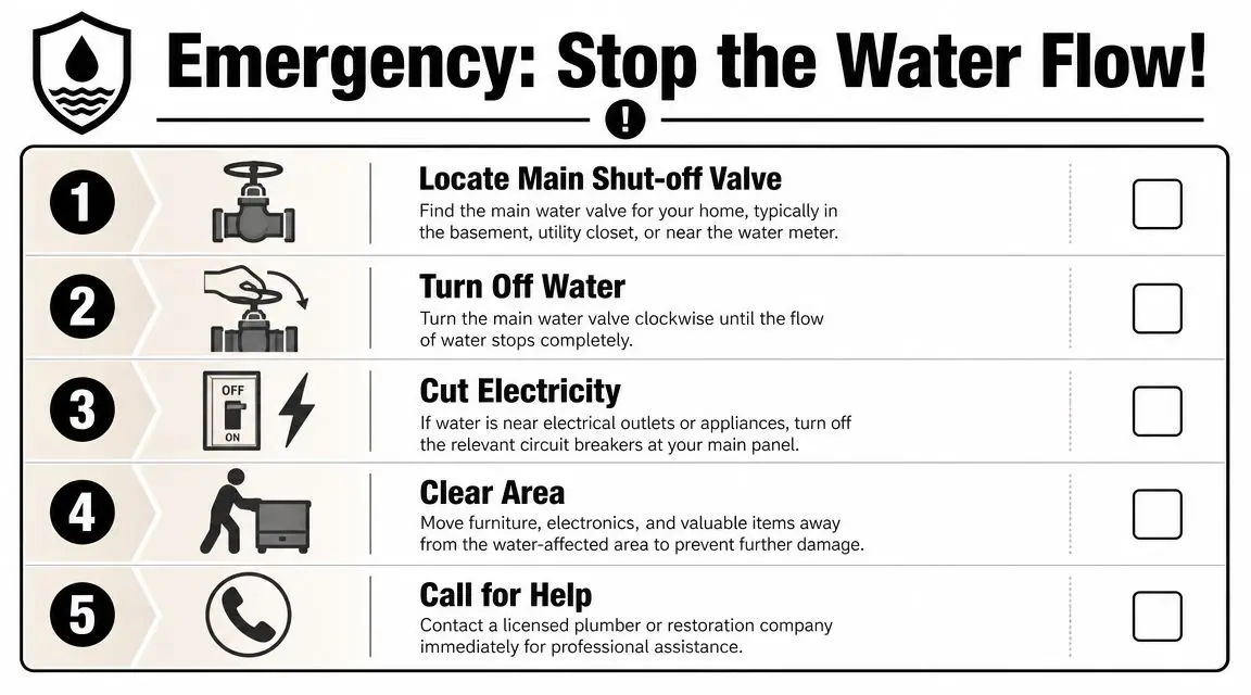 Stop the Water and Secure the Area Safely